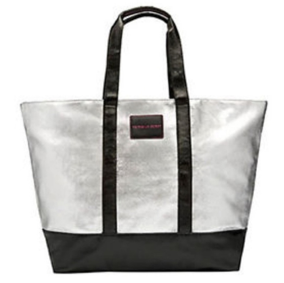 NWT Victoria's Secret Black Silver Weekender Bag - Picture 2 of 3